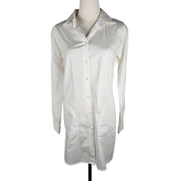 MaxMara Weekend Shirt Tunic Size 8 Long Sleeve Button-Down White - Picture 2 of 12